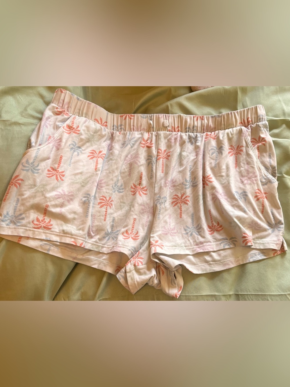 SO Palm Print Lounge Shorts - Pink, Coral, Light Blue